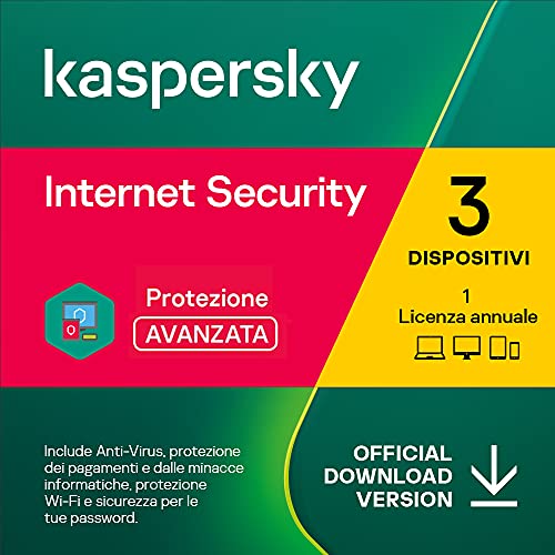 Kaspersky Internet Security 2023 | 3 Dispositivi | 1 Anno | PC / Mac / Android | Codice d'attivazione via email