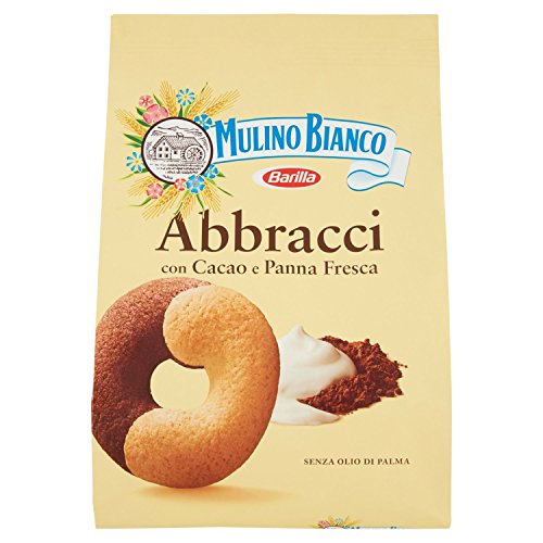 Mulino Bianco Biscotti Frollini Abbracci Ricchi con Cacao e Panna Fresca, Colazione Ricca di Gusto - 700 gr