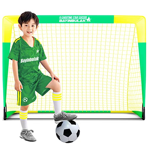 BAYINBULAK Porta da Calcio per Bambini per Rete da Calcio Allenamento Regalo del Festival (3'x2.2', Giallo+Verde)-1 Pack