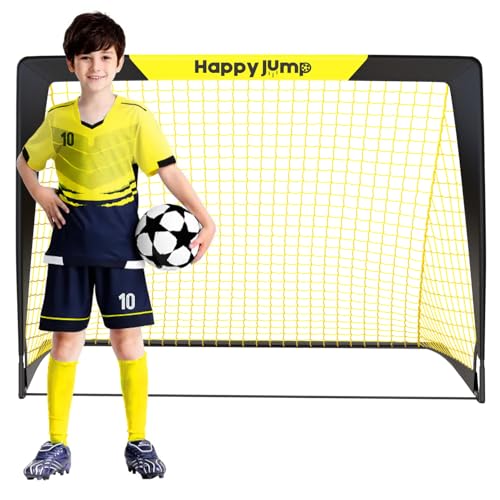 Happy Jump Porta da Calcio Rete da Calcio per Bambini Giardino Allenamento Regalo x1,(3'x2.2', Nero+giallo)