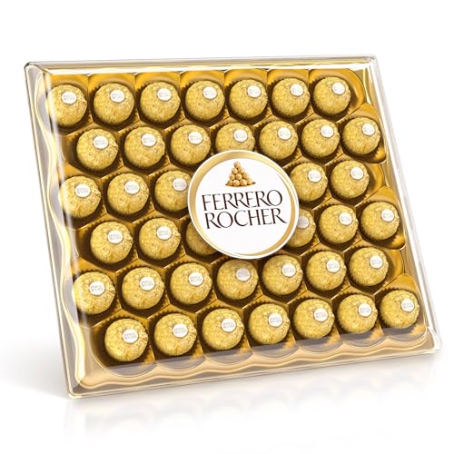 Ferrero Rocher - 42 Specialità al Cioccolato al Latte e Nocciola, Racchiuse in una Elegante Scatola Natalizia, Compleanno e Anniversario, Confezione da 525 gr
