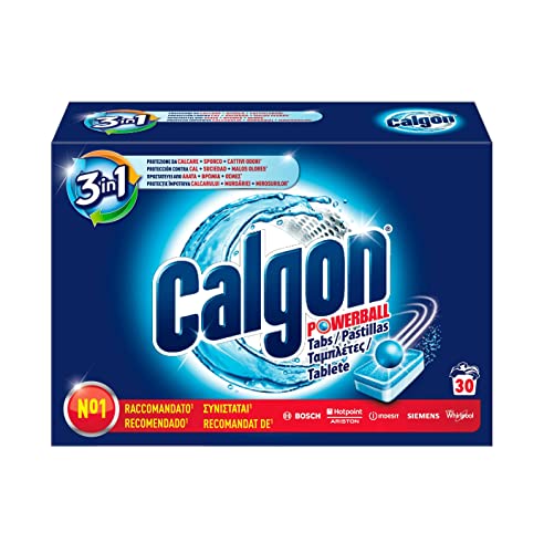 Calgon Powerball Tabs Anticalcare Lavatrice 3 in 1, 1 Confezione da 30 Pastiglie di Anticalcare per Lavatrci, Additivo Lavatrice per una Protezione da Calcare, Sporco e Cattivi Odori