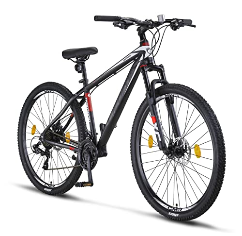 Licorne Bike Diamond Premium Mountain bike in alluminio, bicicletta per ragazzi, ragazze, uomini e donne, cambio a 21 marce, freno a disco da uomo, forcella anteriore regolabile 29 pollici
