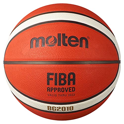 Molten BG2010 - Pallacanestro, per interni ed esterni, approvato FIBA, gomma premium, canale profondo, taglia 7, arancione/avorio, adatto per ragazzi dai 14 anni e adulti