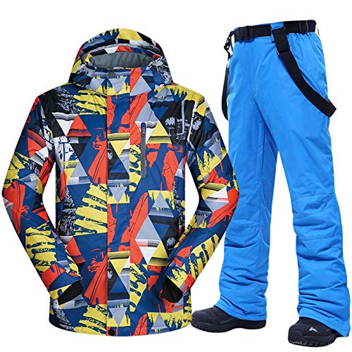 Tuta da sci da montagna da uomo , tute da snowboard, tuta da sci da uomo, giacche da sci antivento impermeabili calde e addensate e pantaloni da neve Giacca da neve invernale M JuhuangAndDarkBlue