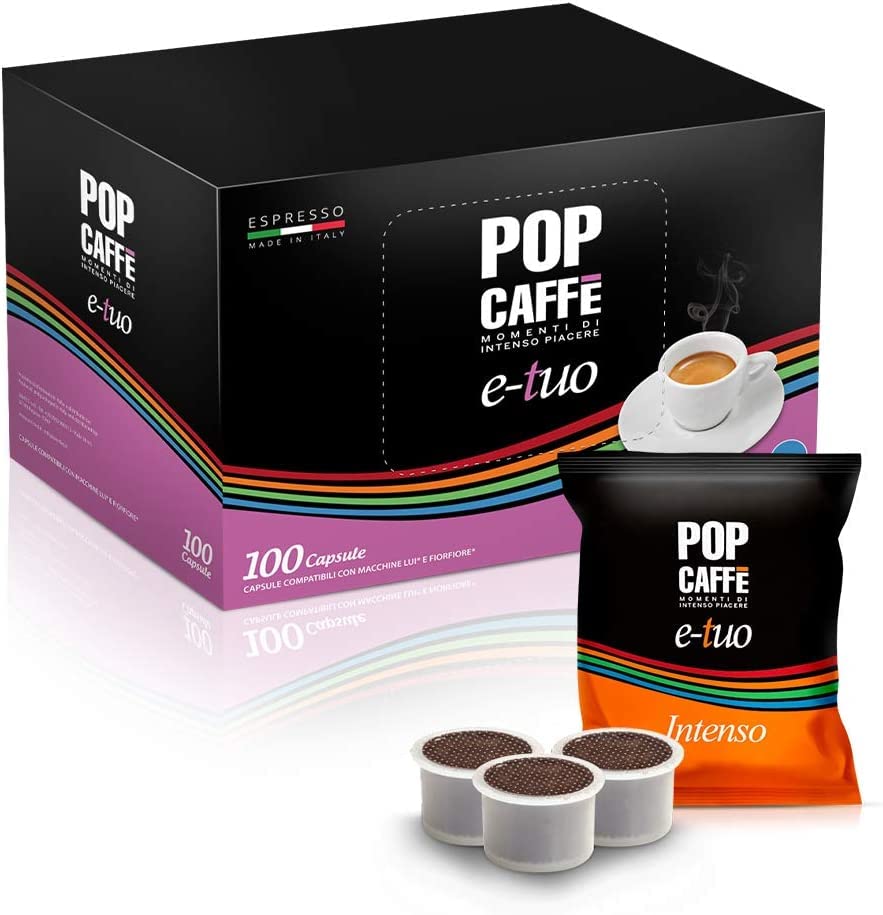 100 CAPSULE POP CAFFE' E-TUO 1 INTENSO COMPATIBILI FIOR FIORE, LUI ESPRESSO